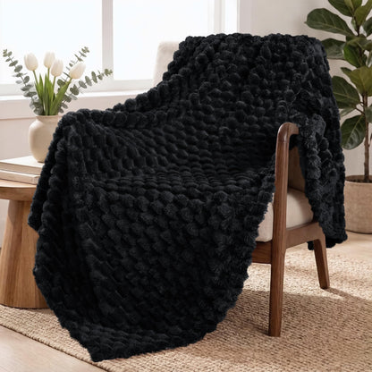 Exclusivo extra large soft fleece throw blanket - 3D clouds jacquard design