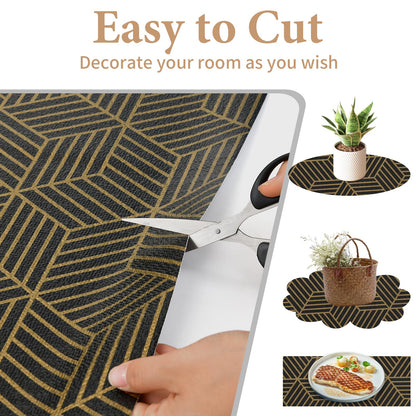 Furniture liner — Non-slip gold geometric design, easy to clean for cabinets and drawers