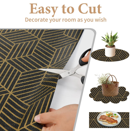 Furniture liner — Non-slip gold geometric design, easy to clean for cabinets and drawers
