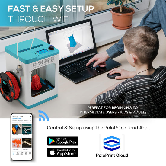 Fully Assembled Mini 3D Printer for Kids and Beginners, Complete Starter Kit, Auto Leveling 3D Printing Machine, PLA Filament, SD Card, WiFi, MAC Windows Linux (Blue (Upgraded Tina2 Plus Version))