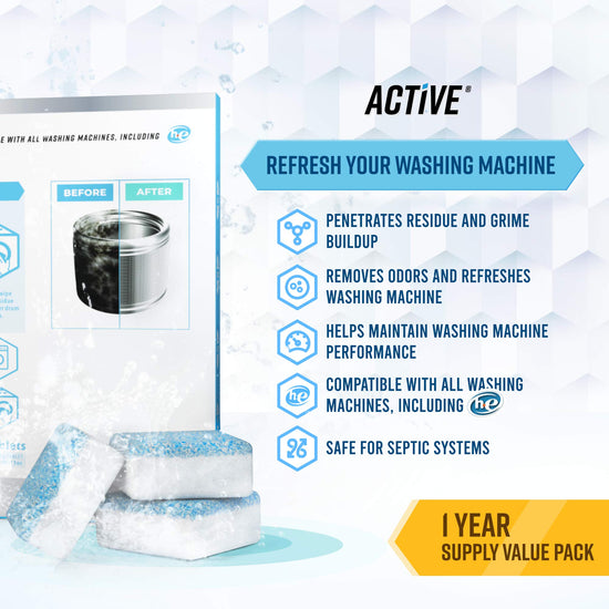 Cleaning agent — Eco-friendly washing machine cleaner tablets for HE washers and septic systems