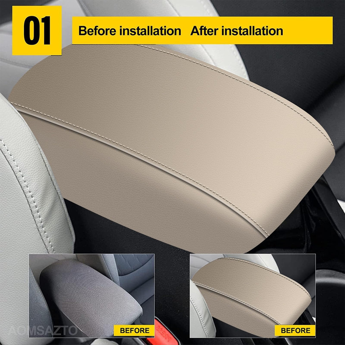 AOMSAZTO center console covers for Toyota Highlander in beige color