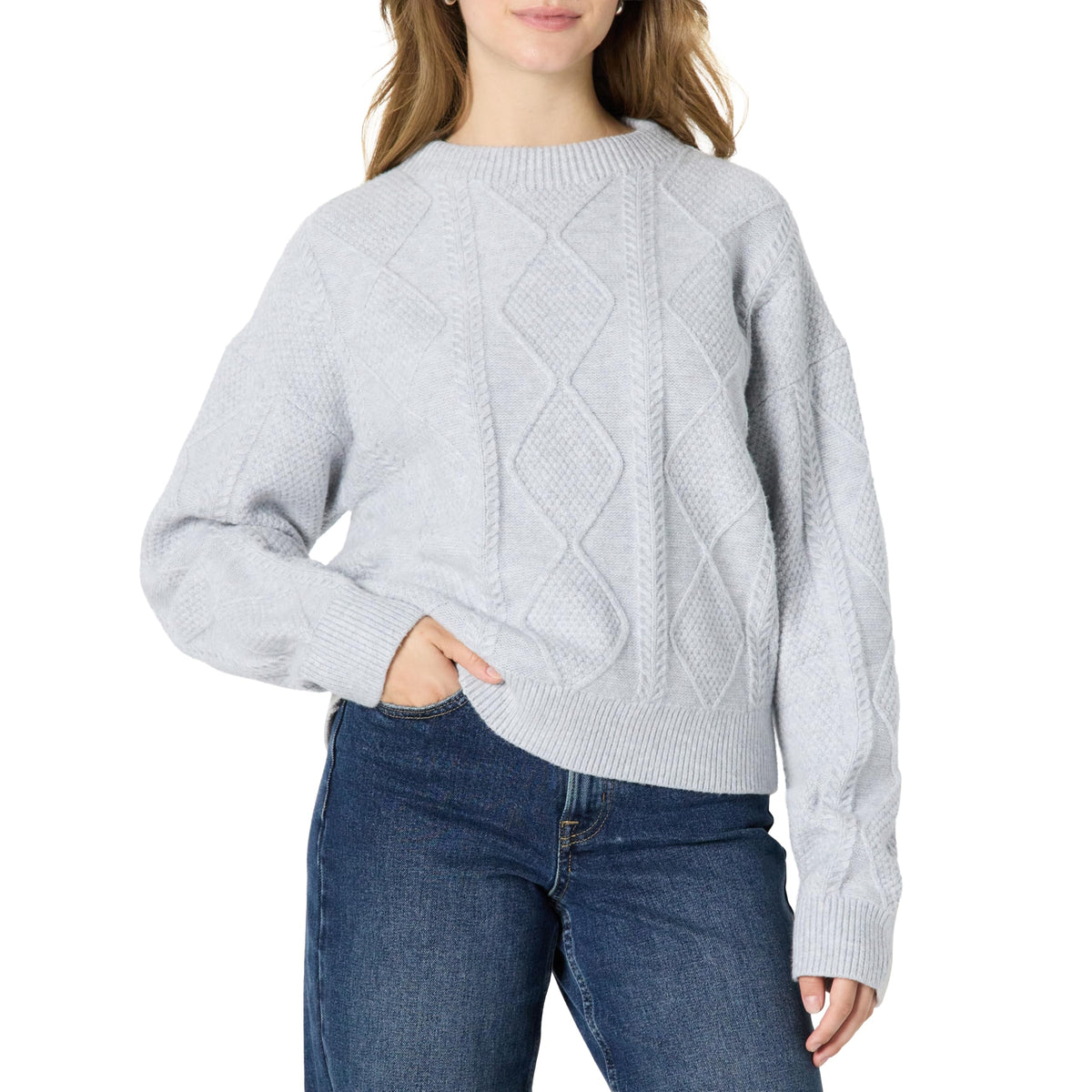 Amazon Essentials relaxed-fit cable crewneck sweater