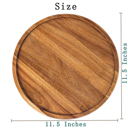 Tray — Round wooden candle holder for home decor and serving