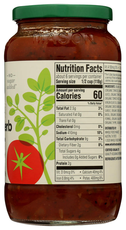 Sauce — Organic 25 ounce by 365 by Whole Foods Market.
