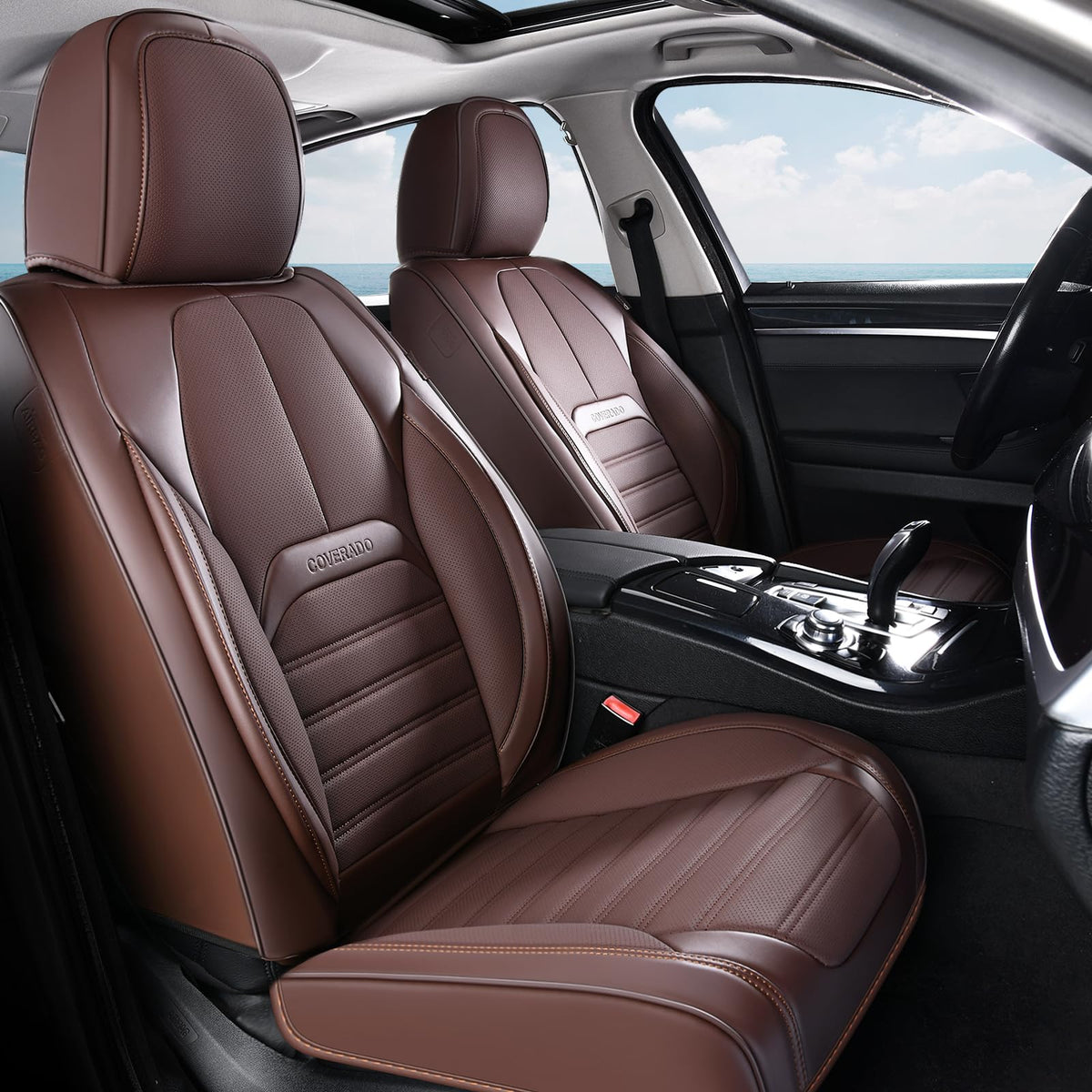 Coverado seat covers - waterproof nappa leather car seat cover for front seats