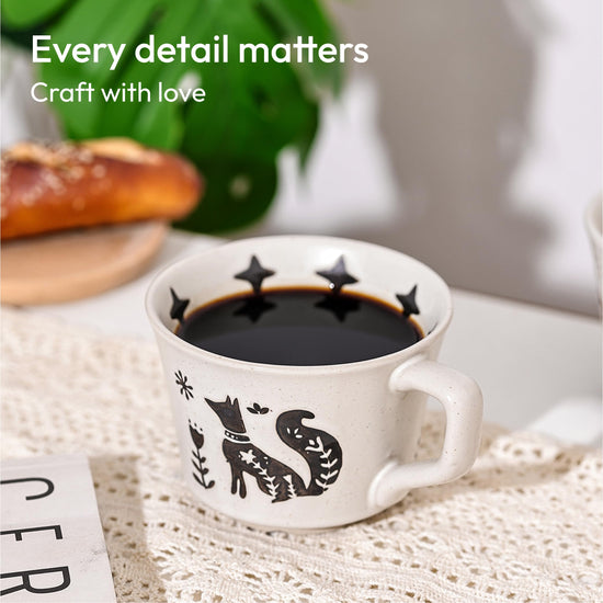 LINVIA drinking cup — unique ceramic design with handle, 11 oz capacity
