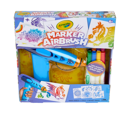 Crayola art craft kit — battery-powered airbrush sprayer with washable markers and stencils