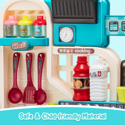 Kids kitchen playset — 53 pieces with realistic lights and sounds for toddlers