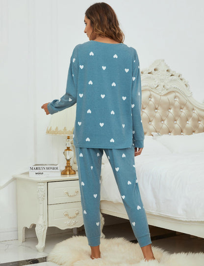 Blooming Jelly pajamas — Heart printed long sleeve lounge set with pockets