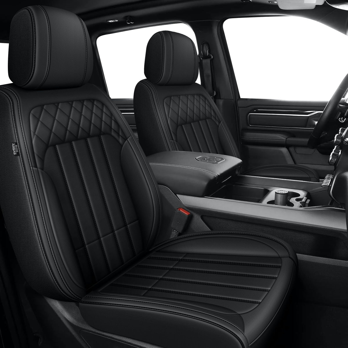 AOMSAZTO vehicle seat cover set for Dodge RAM 2002-2025 5 seat truck crew cab with curved bench