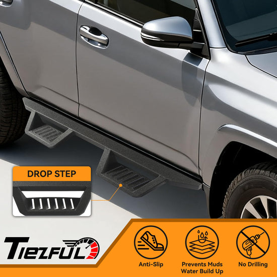 TIEZFUL Running Boards Fit for Toyota 4Runner 2010-2024 (Including 2014-2024 SR5 & 2015-2024 TRD PRO & 2017-2024 TRD Off-Road) Without Side Skirts, Drop Down Side Steps Nerf Bars Rock Silders Rails