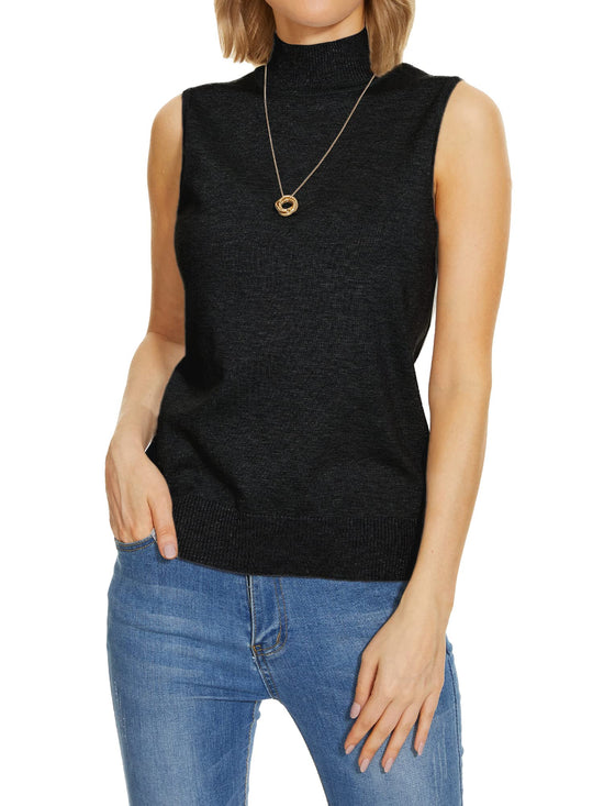 INKOFF sweater — sleeveless mock neck turtleneck knit top for women