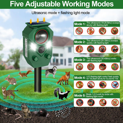 Solar Animal Repellent,Ultrasonic Cat Repellent Outdoor with Motion Sensor,Waterproof Rabbit Repeller with Flashing Light Defender Dog, Mouse,Squirrel,Raccoon,Skunk,Deer for Yard Farm Garden-1 Pack