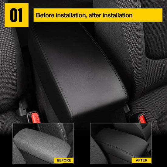 AOMSAZTO console covers - Armrest covers for 2012-2017 Toyota Camry with black stitches