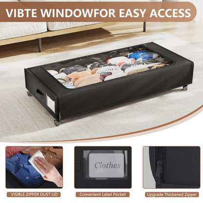 Storage box — Under bed organizer with wheels and lid by AUING, 2 pack