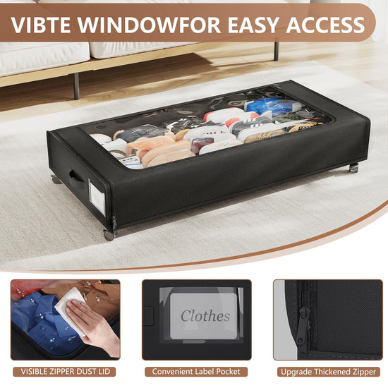 Storage box — Under bed organizer with wheels and lid by AUING, 2 pack