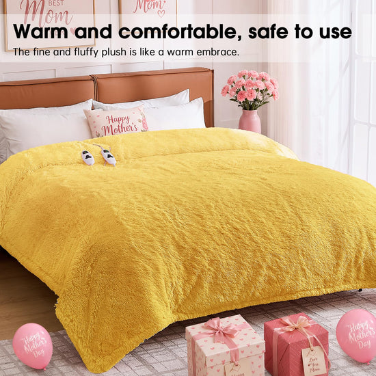 RUJIPO heated electric blanket — faux fur with fluffy Sherpa back and 10 heat settings