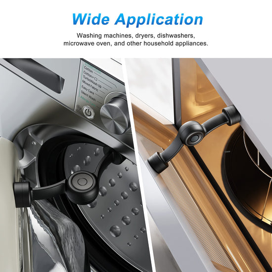 Draduo Front Load Washer Door Prop, Washing Machine Door Prop Open to Prevent Odors with 3 Adhesive Metal Catch, Door Holder to Keep Door Open (Black)