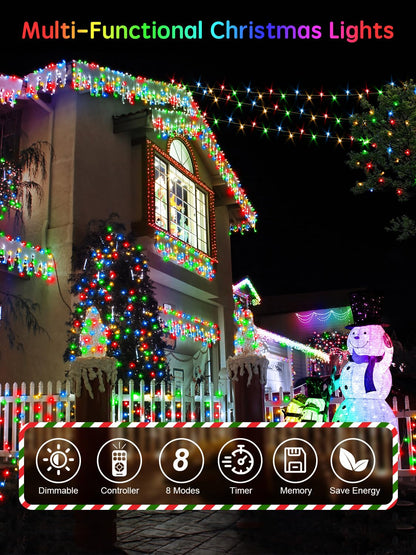 Acan string lights — 100FT warm white LED outdoor lights with 8 modes