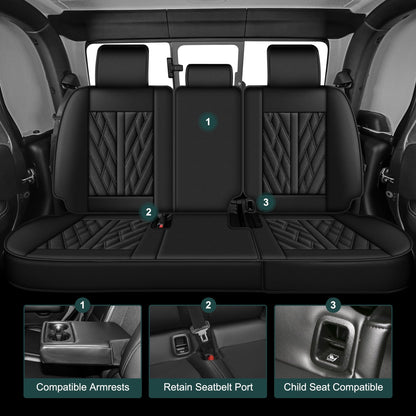 AOMSAZTO vehicle seat cover - leather fit for Jeep Gladiator 2020-2025 black breather