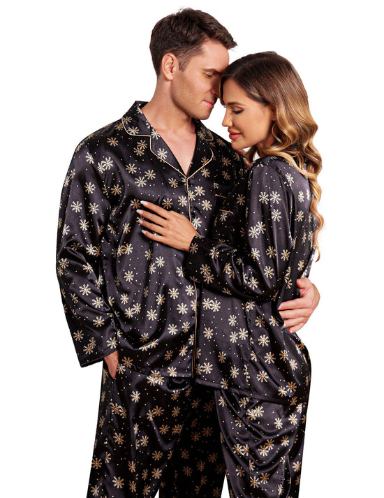 Ekouaer silk couples matching pajamas set