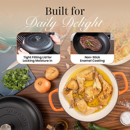 nuovva dutch ovens - shallow cast iron design