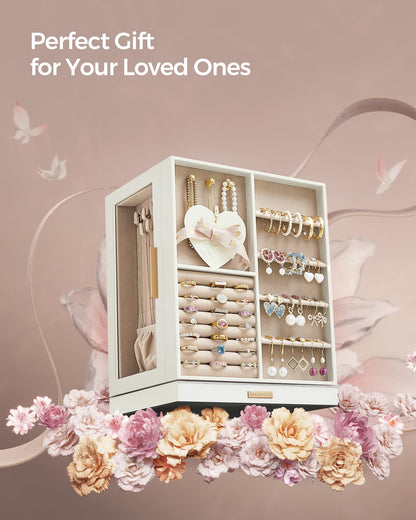 SONGMICS jewelry storage — 360° rotating design with glass window and spacious interior