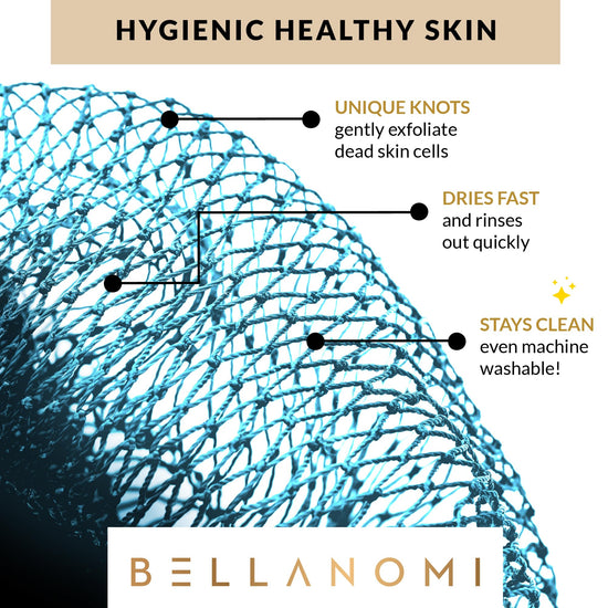 BELLANOMI bathing sponge — Authentic African net for gentle daily exfoliation