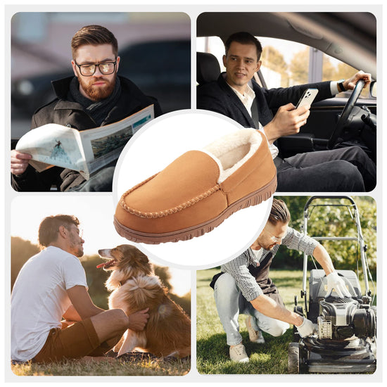 Lulex moccasins — plush indoor outdoor slippers with hard sole