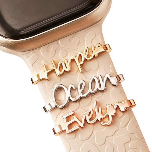 Personalized Name Watch Band Charm Custom Engraved A-pple Watch Strap Charm