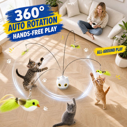 Interactive cat toy — Automatic flying bird with suction base and USB recharge