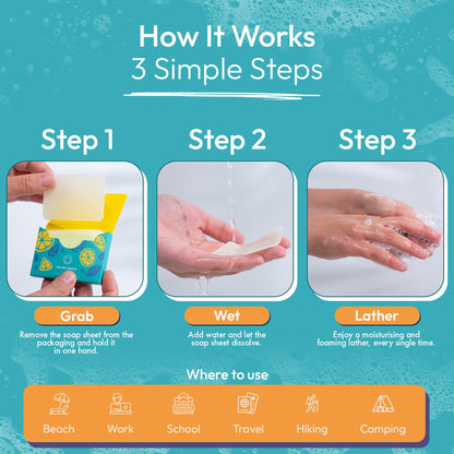 FOMIN - Paper soap sheets for hand washing — portable travel soap sheets