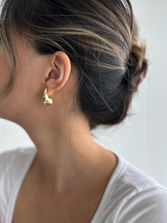 PAVOI teardrop chunky hoop earrings — 14K gold plated sterling silver design