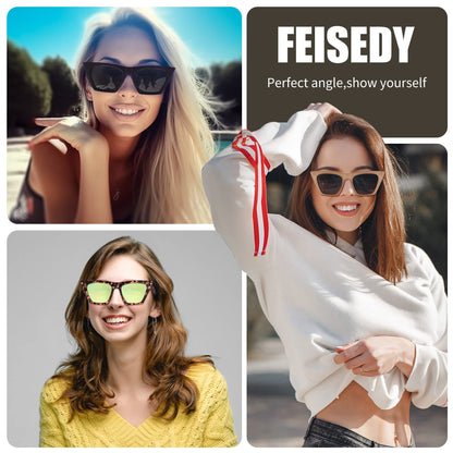 FEISEDY vintage square cat eye sunglasses with trendy design B2473