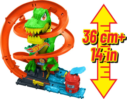 Hot Wheels toy vehicle set — City T-Rex blaze battle with spinning dinosaur eyes