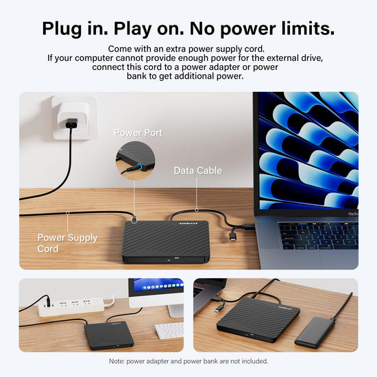 Amicool optical disc drive — external USB-C and USB 3.0 compatibility for multiple systems