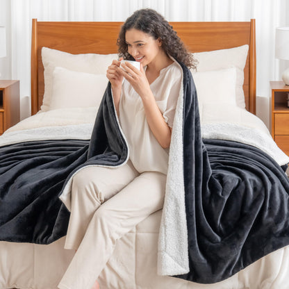 Berkshire Blanket reversible sherpa fleece throw blanket