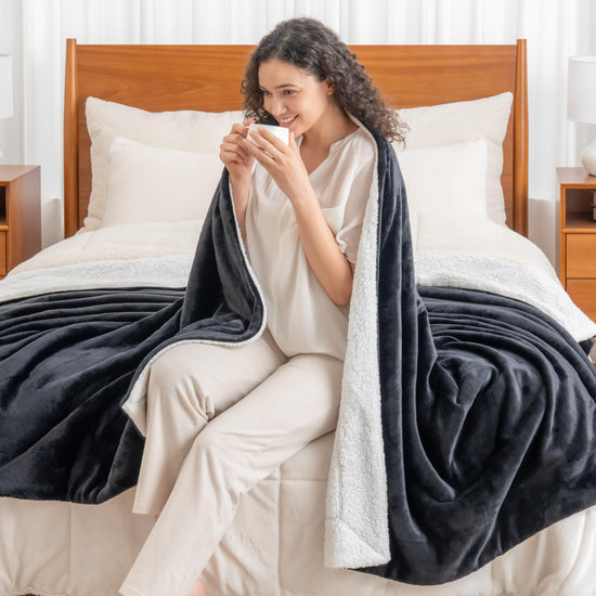 Berkshire Blanket reversible sherpa fleece throw blanket
