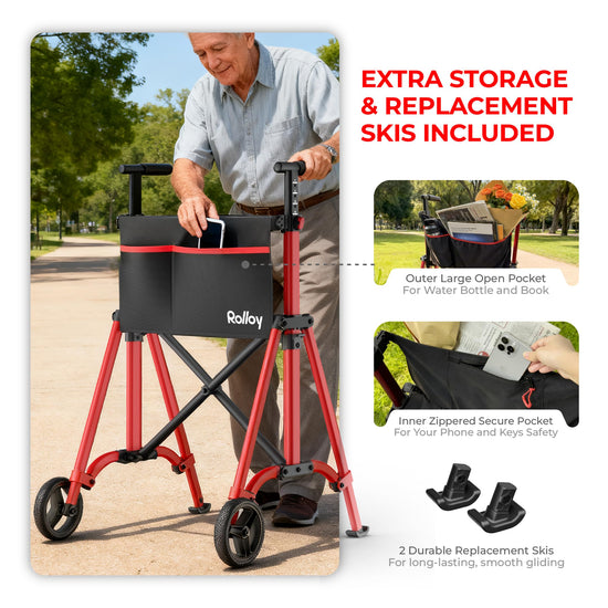 Rolloy walker — lightweight folding design with adjustable height and 2 wheels