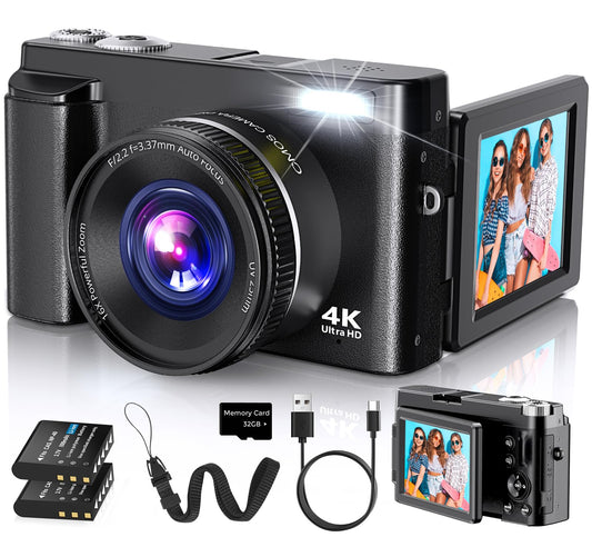 Duluvulu digital camera — 48MP vlogging camera with 180° flip screen and zoom
