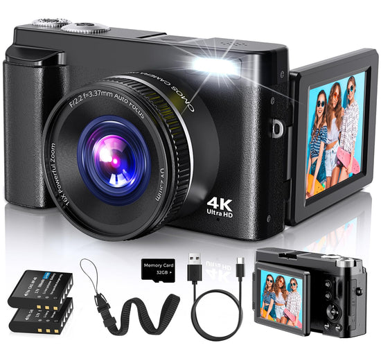 Duluvulu digital camera — 48MP vlogging camera with 180° flip screen and zoom