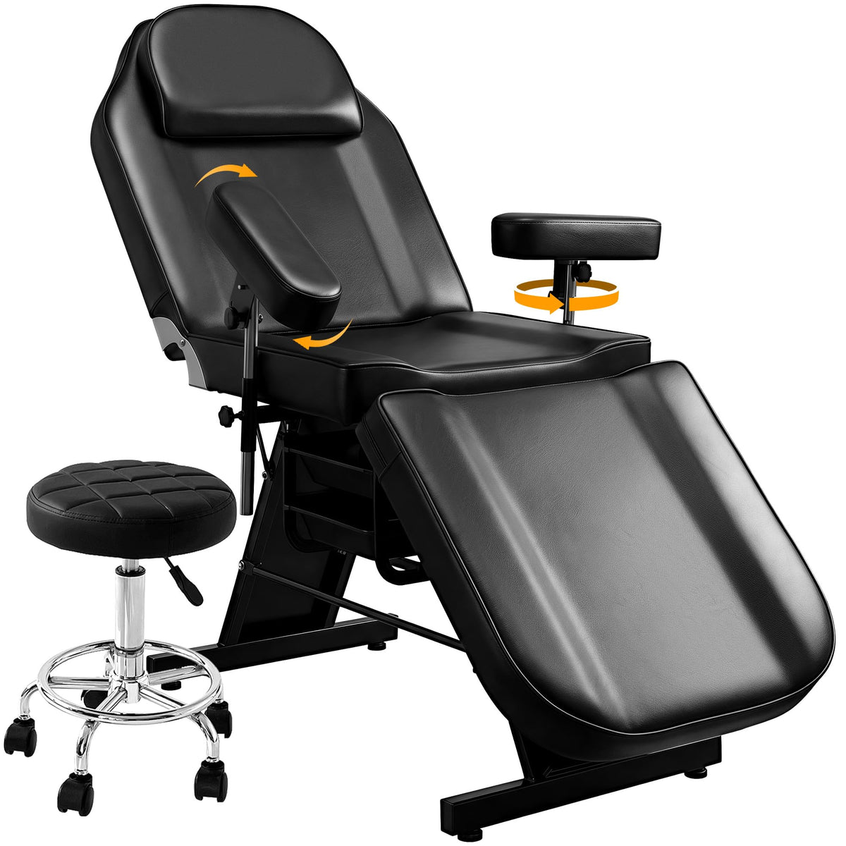 KIIUMI Tattoo Facial Chair Esthetician Bed w/ 360 Swivel Armrest and 2Trays