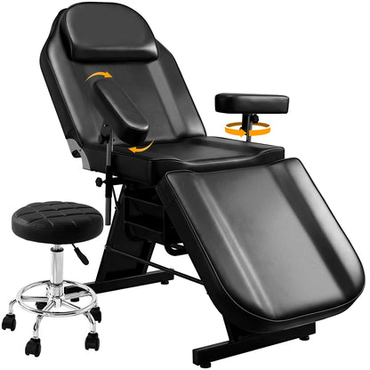 KIIUMI Tattoo Facial Chair Esthetician Bed w/ 360 Swivel Armrest and 2Trays