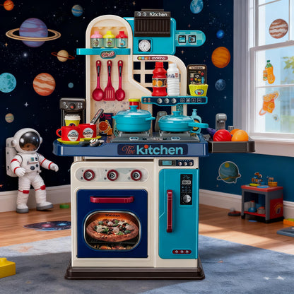 Kids kitchen playset — 53 pieces with realistic lights and sounds for toddlers