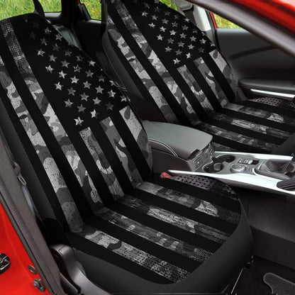 gearider vehicle seat cover - black camouflage with USA flag print, waterproof design