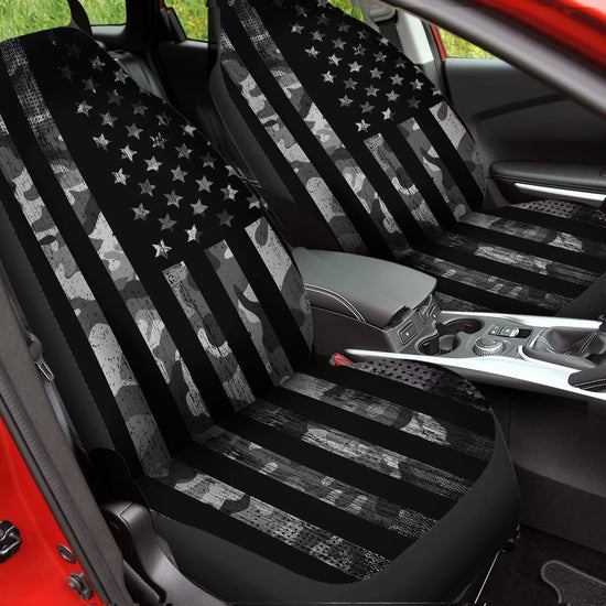 gearider vehicle seat cover - black camouflage with USA flag print, waterproof design