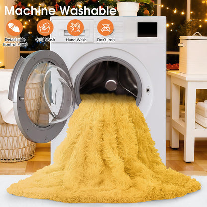 RUJIPO heated electric blanket — faux fur with fluffy Sherpa back and 10 heat settings