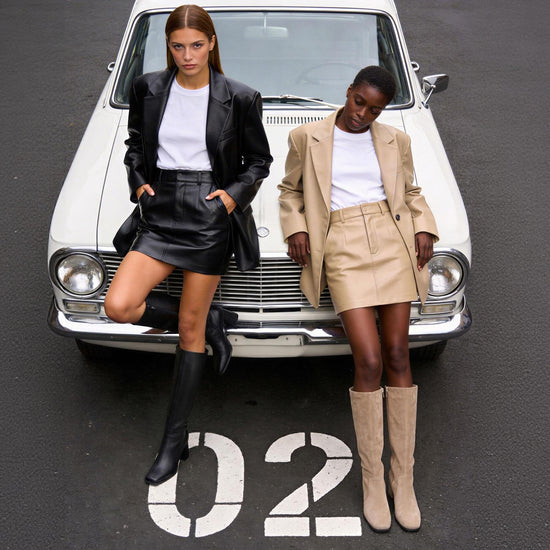 Modatope knee high boots — Chunky heel with side zipper and square toe design