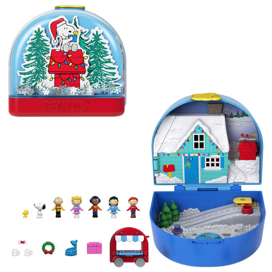 Toy figure playset — Polly Pocket x Peanuts compact with Snoopy and Woodstock